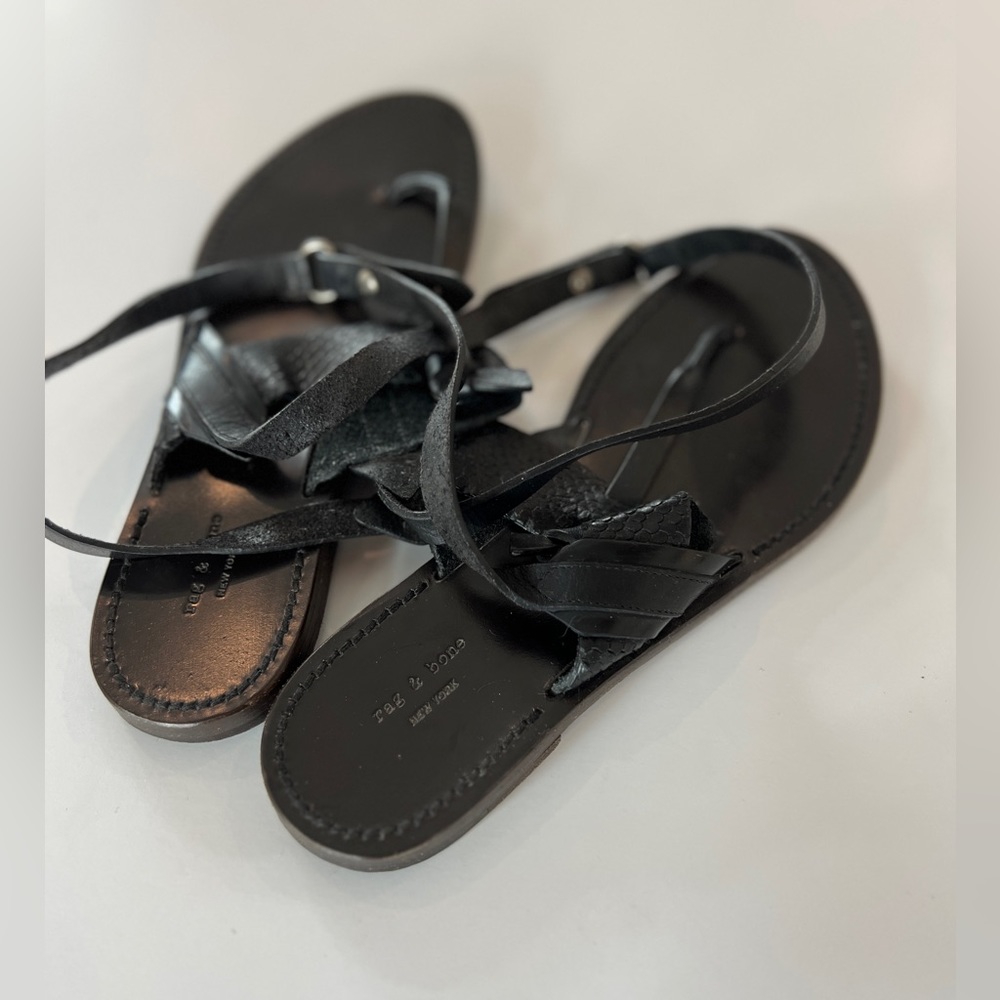 Rag & Bone - Sigrid Ankle-Wrap Thong Sandal, Blac… - image 5